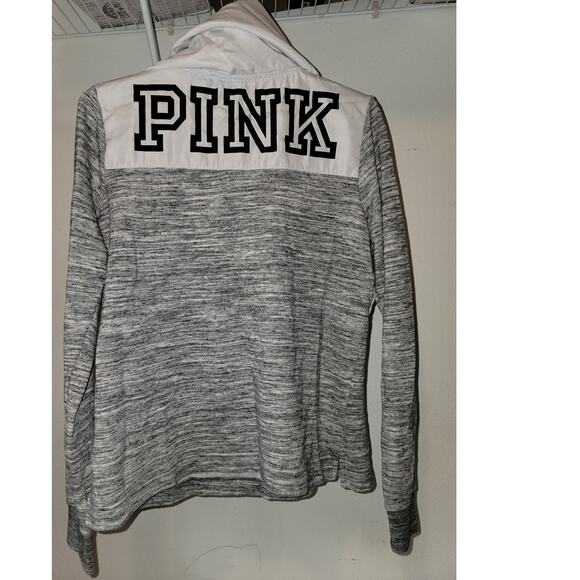 Women's Victoria Secret Pullover Zip Hoodie White/Gray Size Small Petite - Picture 2 of 5
